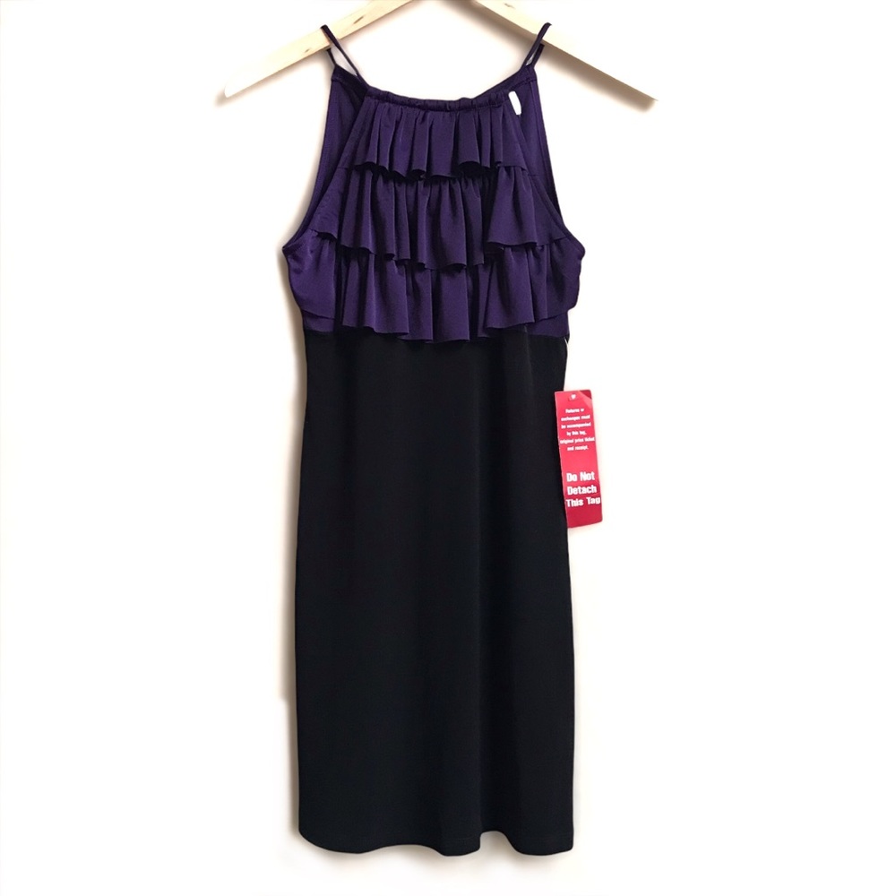 NWT Sweet Storm Ruffle Front Strappy Mini Dress